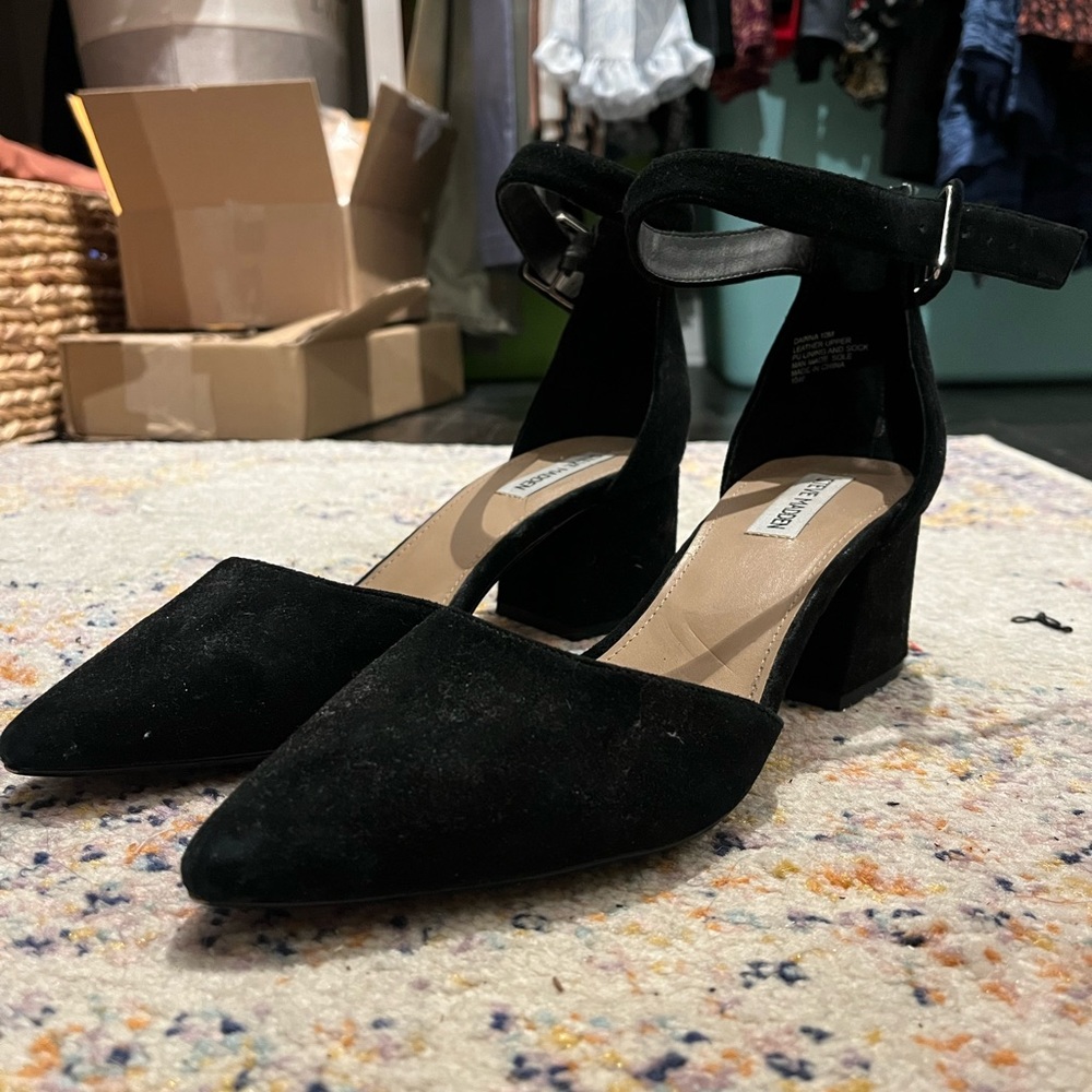 Steve Madden Black Suede Heels - Picture 2 of 3